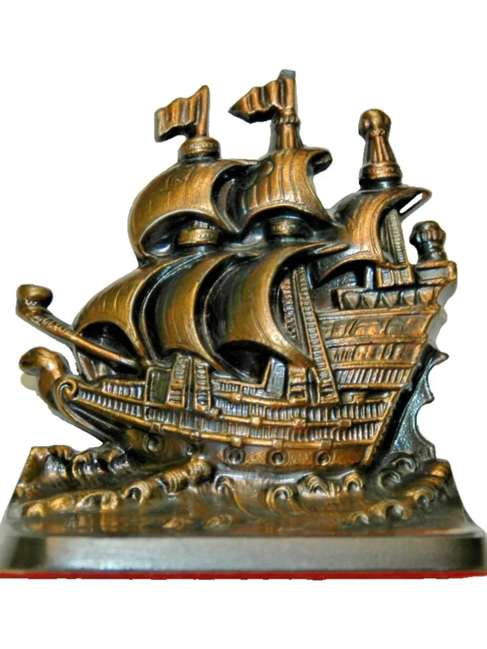 Vintage Sail Ship Boat Bookend Philadelphia MFG Co Heavy Brass